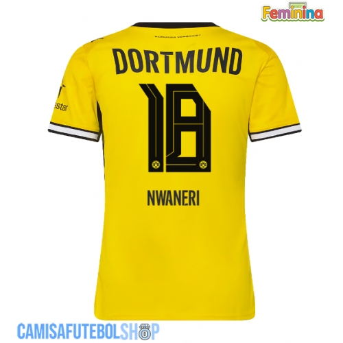 Camisa de time de futebol Borussia Dortmund Ethan Nwaneri #18 Replicas 1º Equipamento Feminina 2026-27 Manga Curta